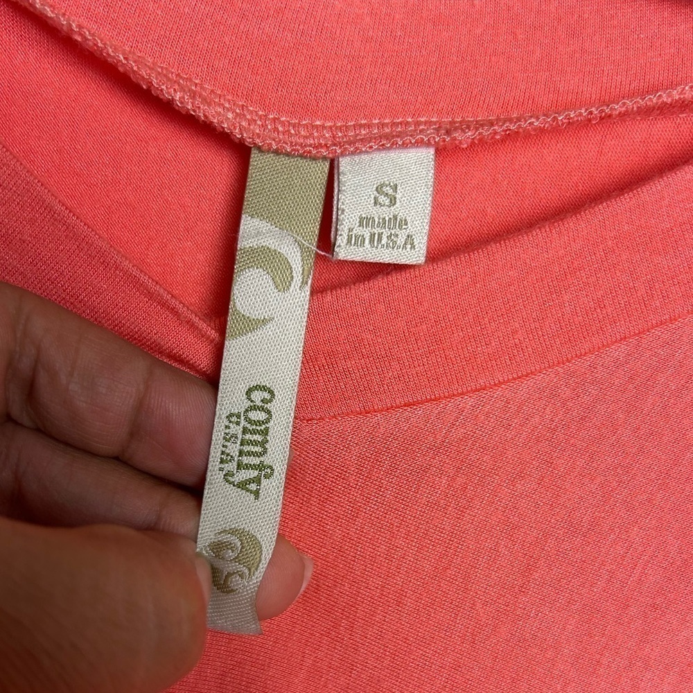 COMFY USA Modal Cotton Coral Long Sleeve Soft stretchy Hi-Low Blouse top Size S - Picture 5 of 9